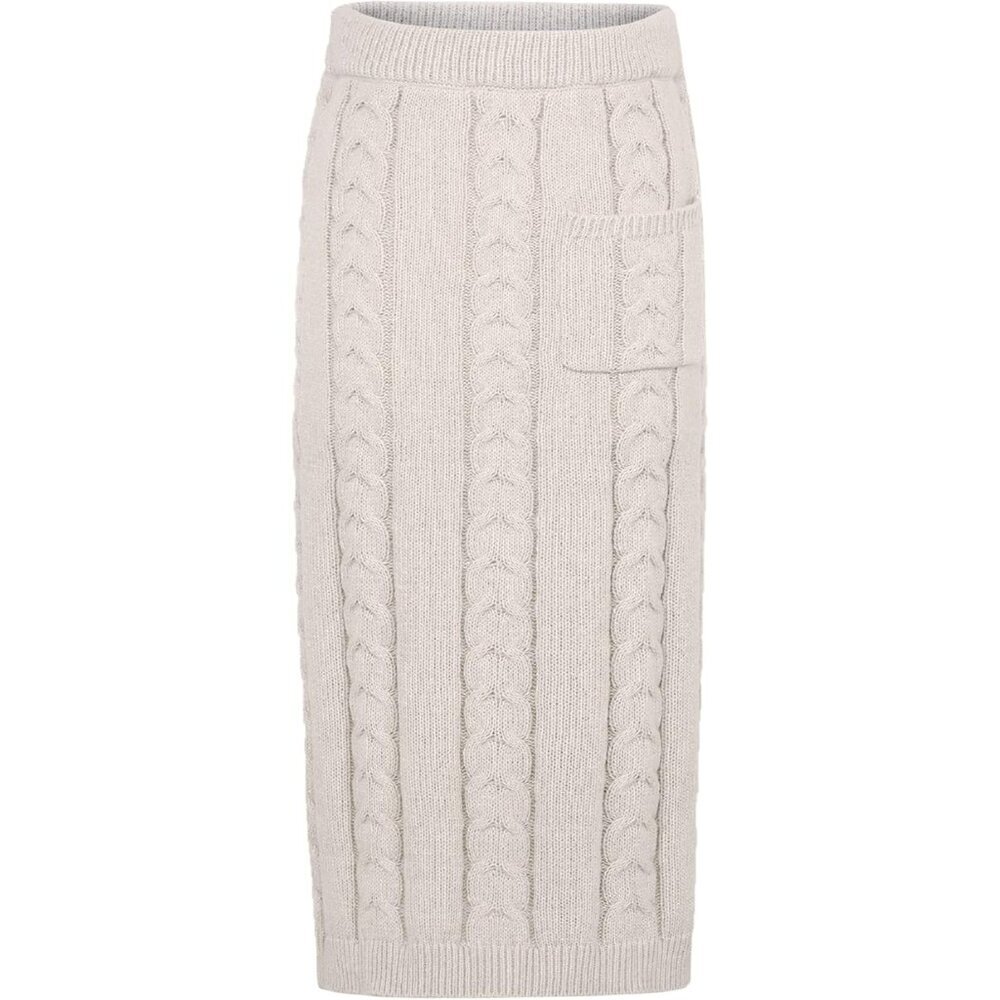 Stylish Women's Chunky Knit Sweater Set - Long Pencil Skirt in Apricot, XL - Picture 3 of 6